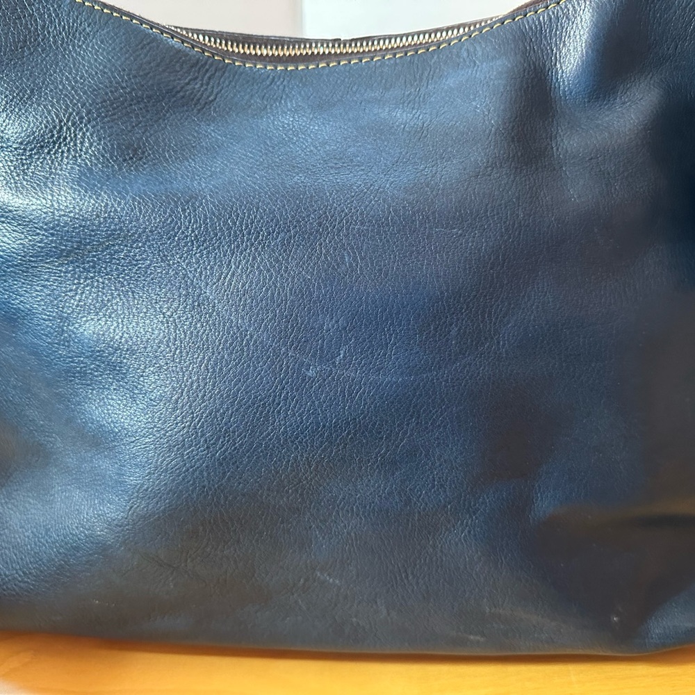 Vintage Dooney & Bourke Ocean Blue Kingston Hobo Leather Shoulder Bag - Picture 5 of 15